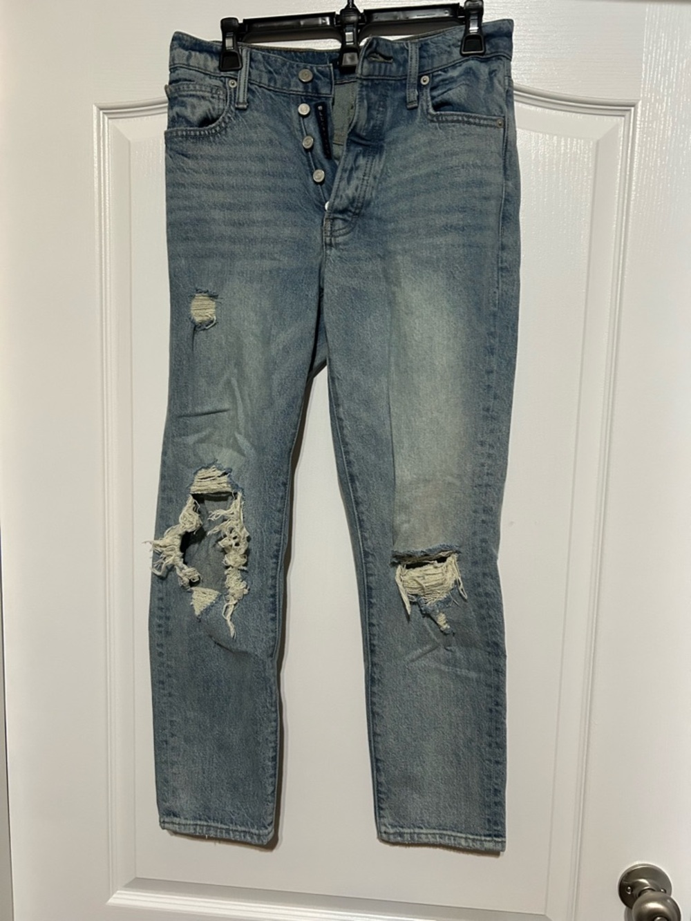 Lucky Brand Women's Light Blue Distressed Mom Jeans